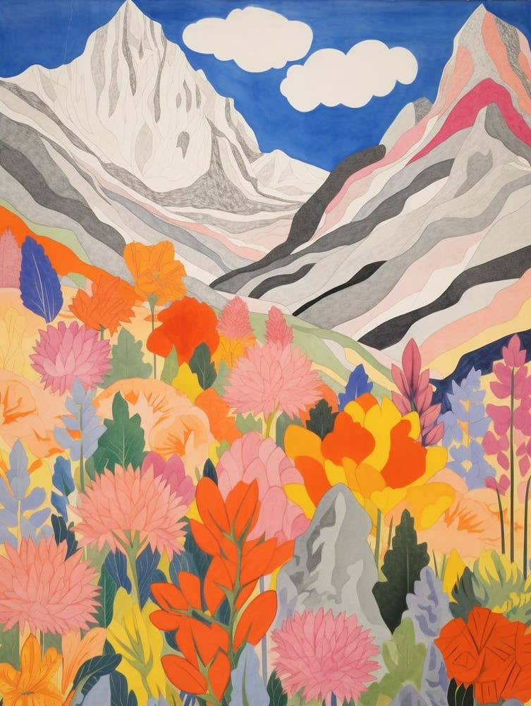 Alpamayo Peru 1 Colourful Mountain Illustration