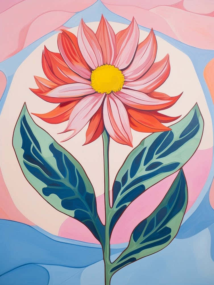 Gaillardia 2 Hilma Af Klint Inspired Pastel Flower Painting