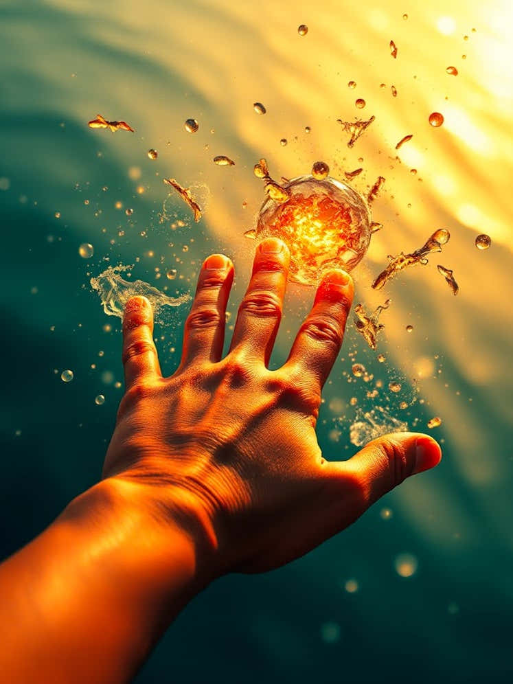 Water Splashing Into Hand