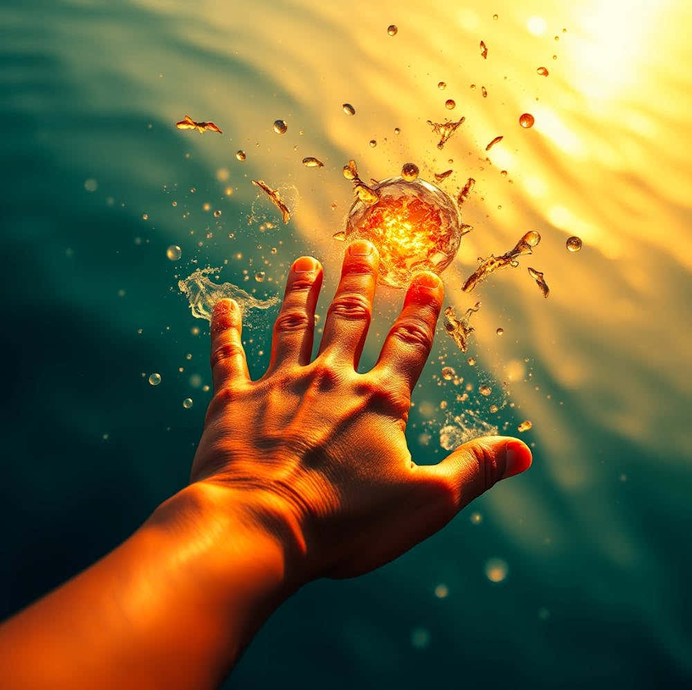 Water Splashing Into Hand