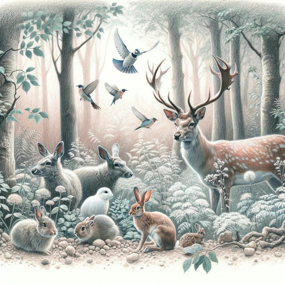Cute Animals in a Forest