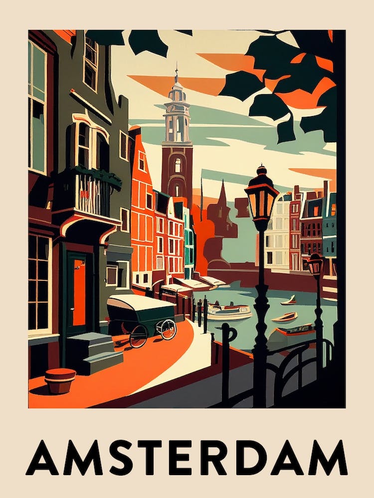 Amsterdam 6 Vintage Travel Poster