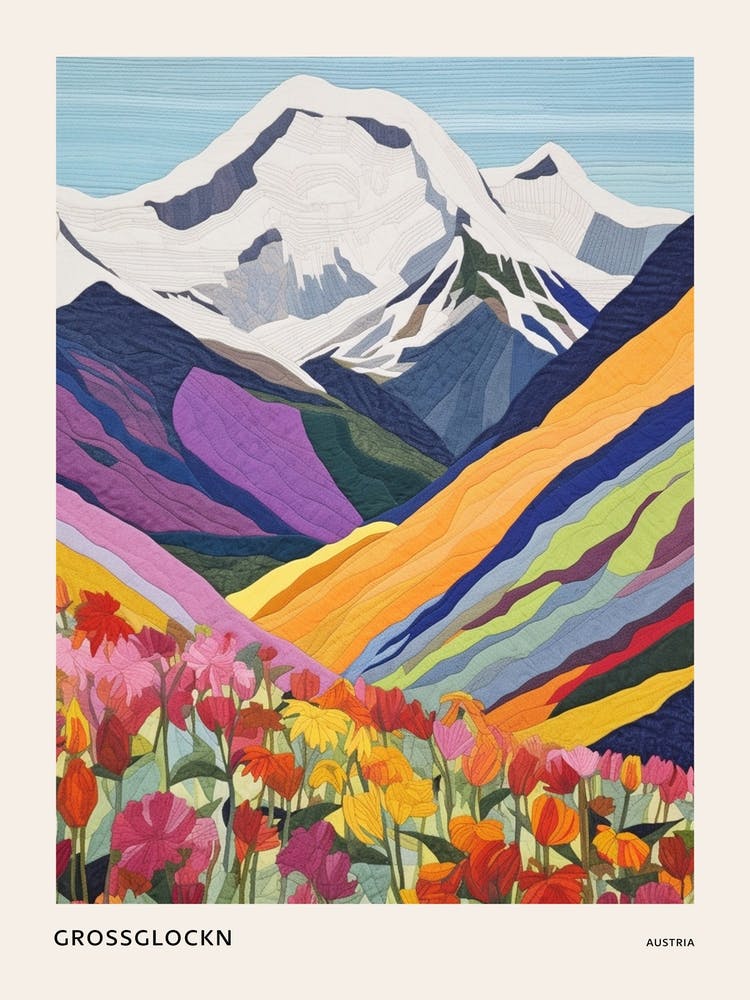 Grossglockn Austria 3 Colourful Mountain Illustration Poster