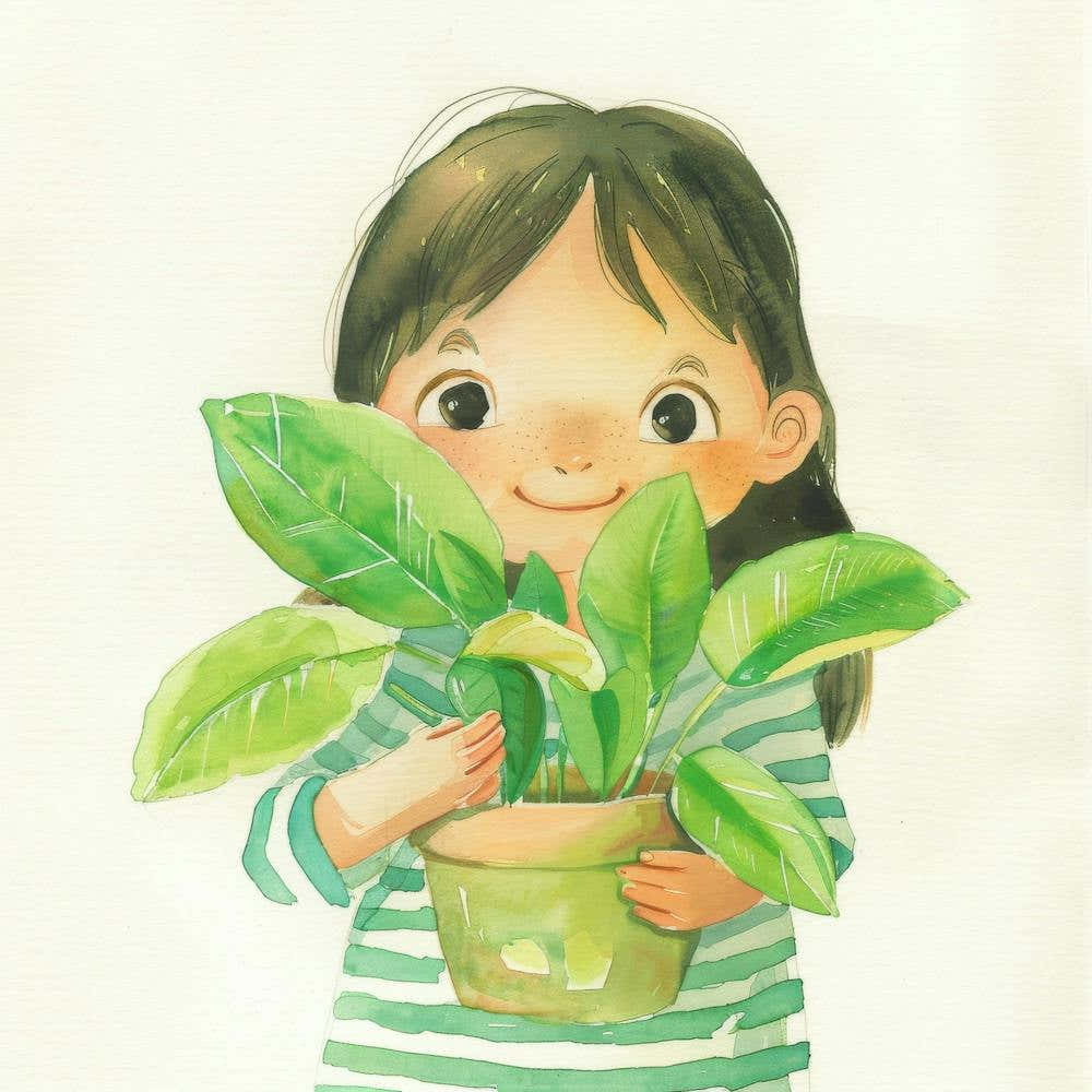 Little Girl Holding A Plant 1