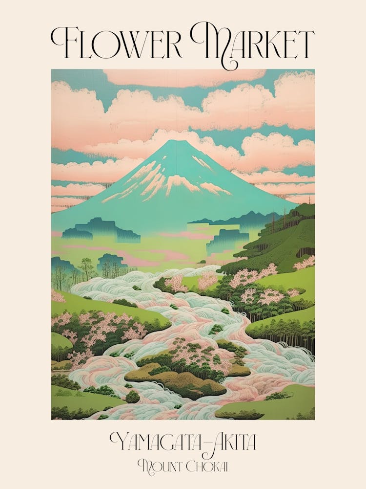 Flower Market Mount Chokai In Yamagata Akita Japanese Landscape 4 Poster