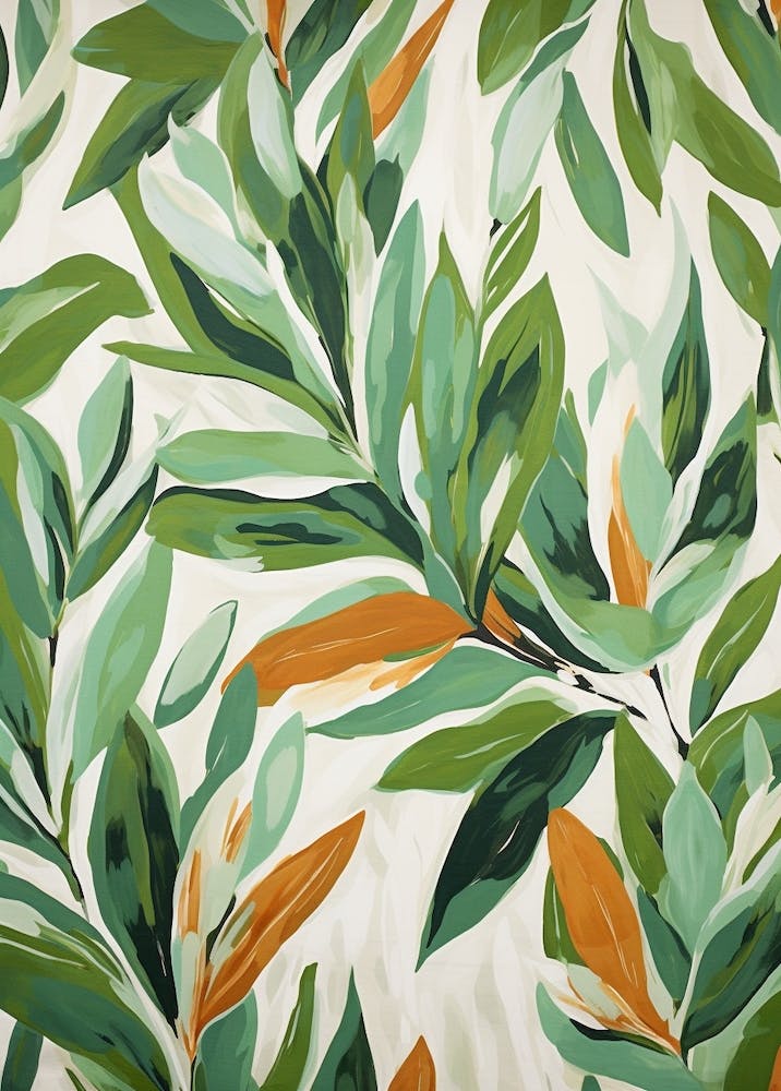 Tropical Plant Painting Green Leaves