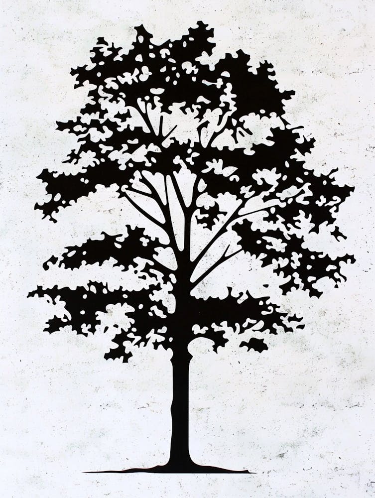 Poplar Tree Simple Geometric Nature Stencil 2