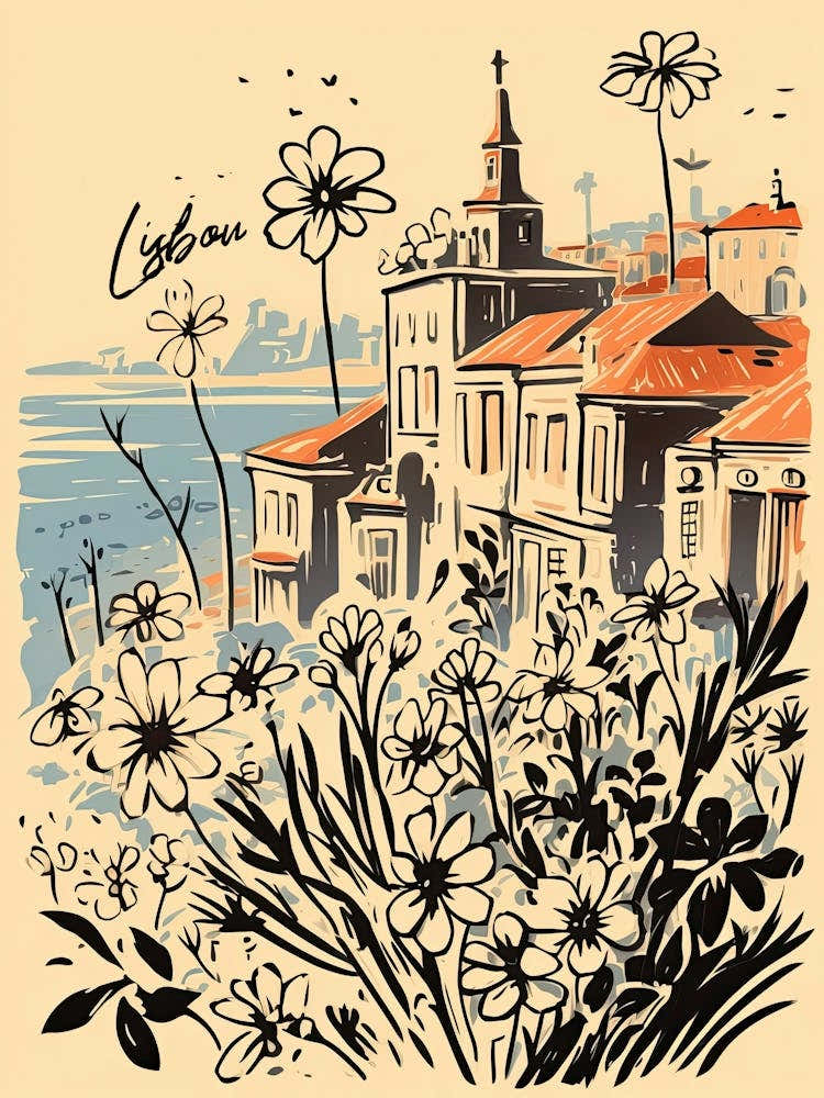 Lisbon Postcard Flowers Collage 1