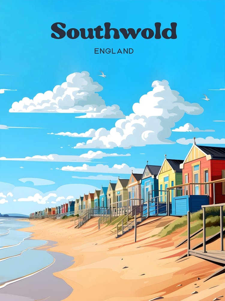 Southwold England Beach Travel Art