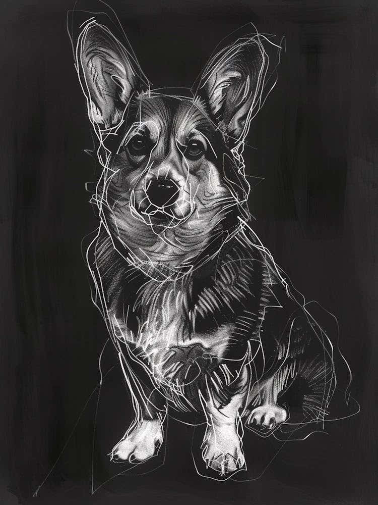 Corgi Dog Charcoal Line 3
