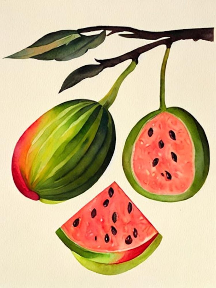 Watermelon Watercolour Fruit Painting Fruit