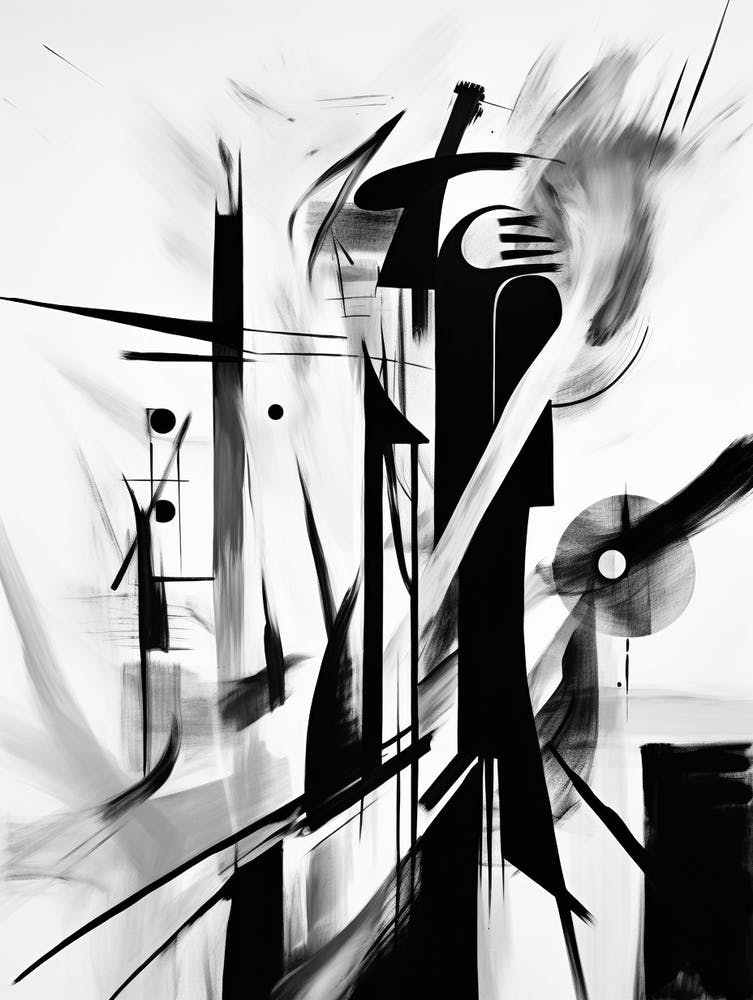 Enigmatic Encounter Abstract Black And White 8