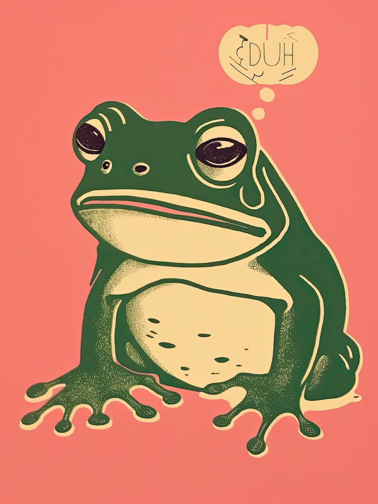 Frog Duh, Matsumoto Hoji Inspired Japanese Green And Pink 7