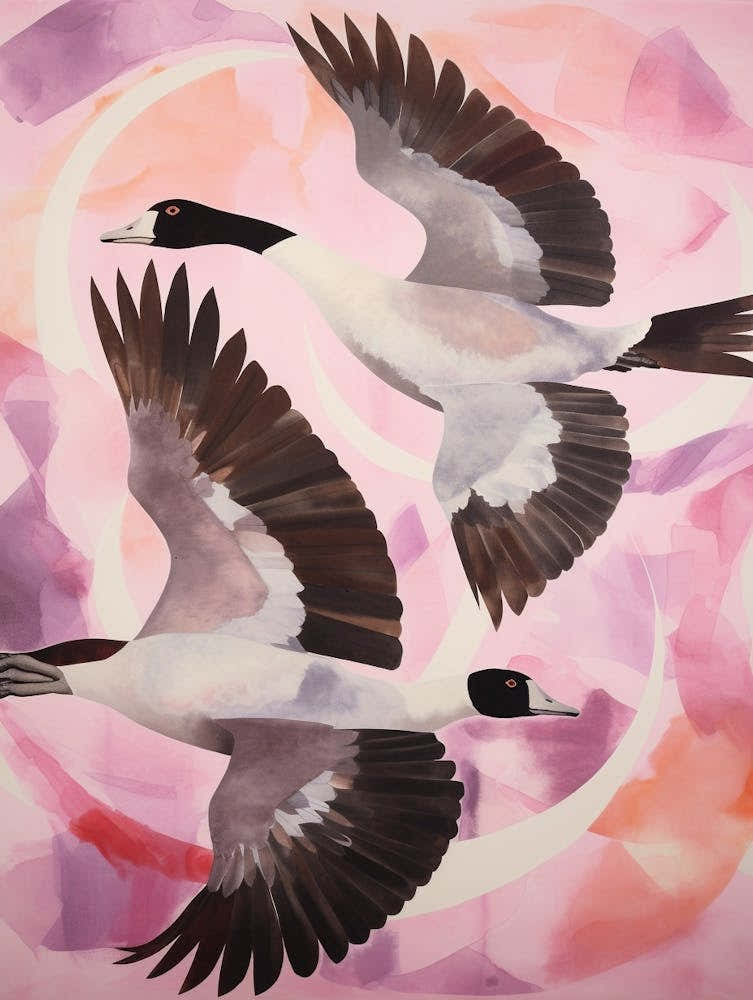 Pink Ethereal Bird Painting Canada Goose
