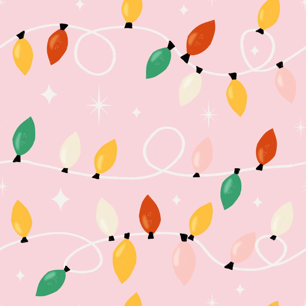 Holiday Christmas Lights Minimal Retro Bold Pink