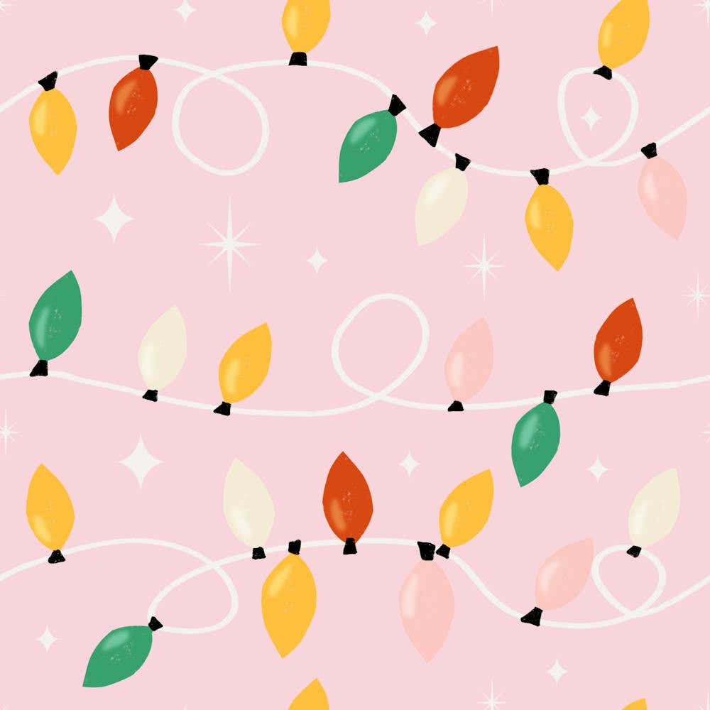 Holiday Christmas Lights Minimal Retro Bold Pink