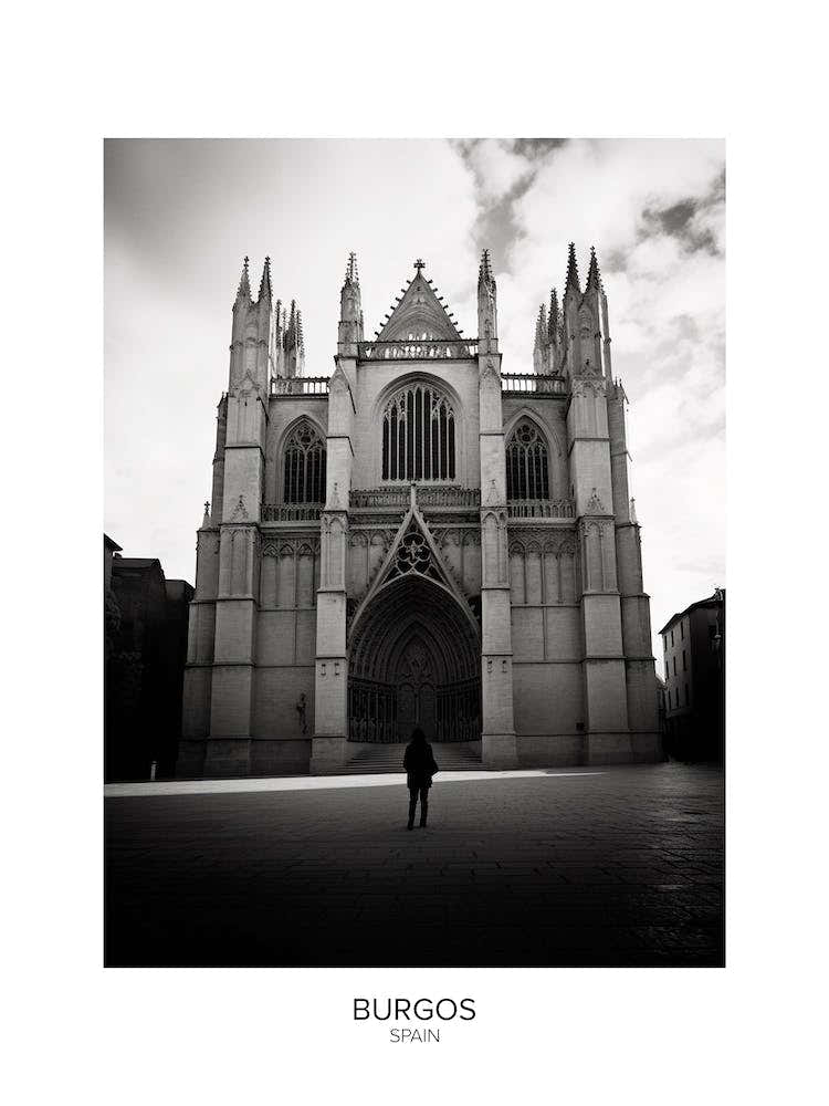 Poster Of Burgos, Spain, Black And White Analogue Photography 2