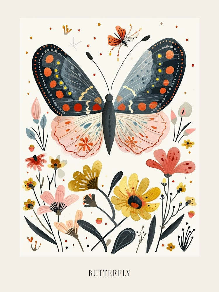 Colourful Insect Illustration Butterfly 21 Poster