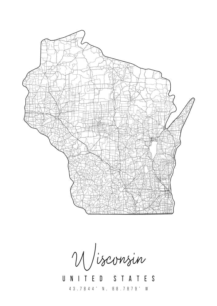 Wisconsin Minimal Street Map