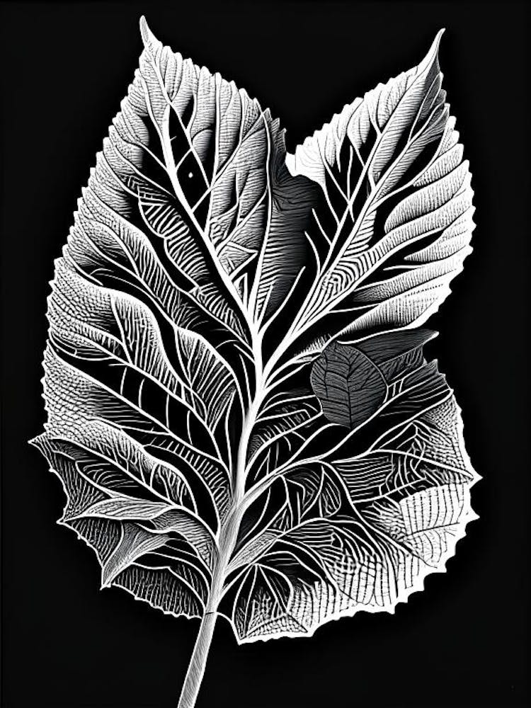 Redbud Leaf Linocut 2