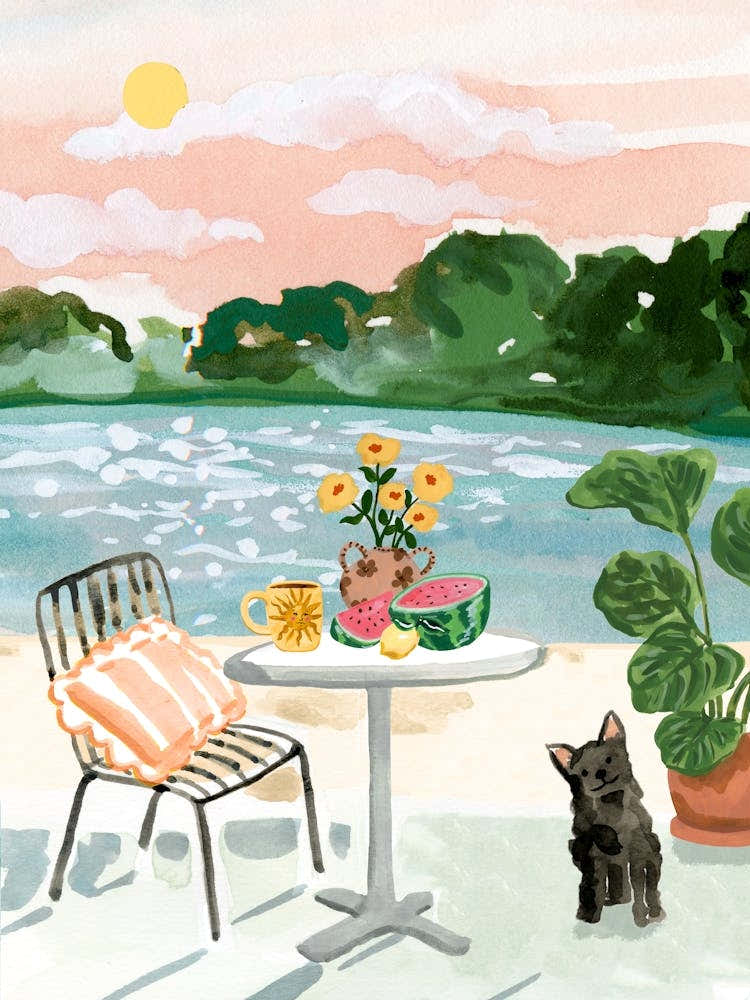 Beach Table Coffee Time