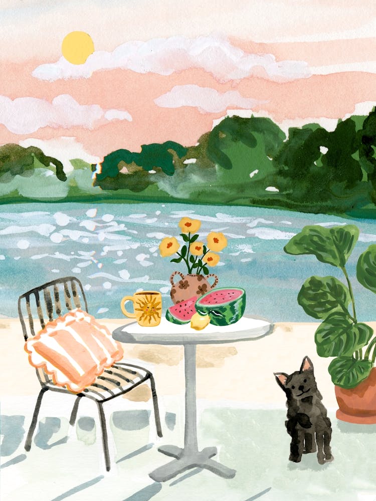 Beach Table Coffee Time