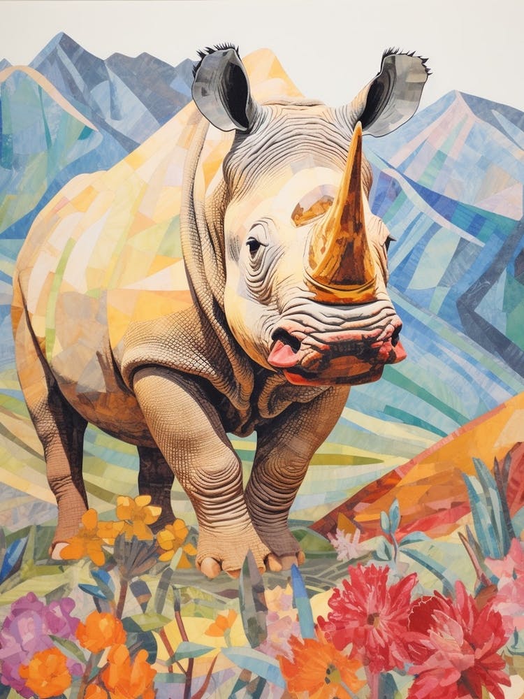 Floral Rhino Colourful