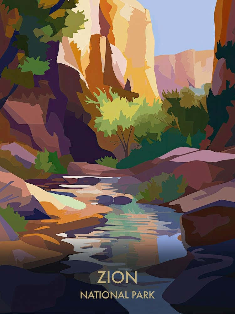 Zion National Park Travel Poster Matisse Style 1