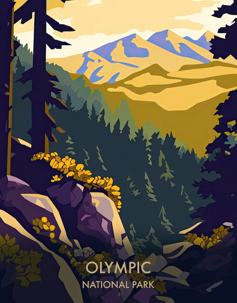 Olympic National Park Travel Poster Matisse Style 3
