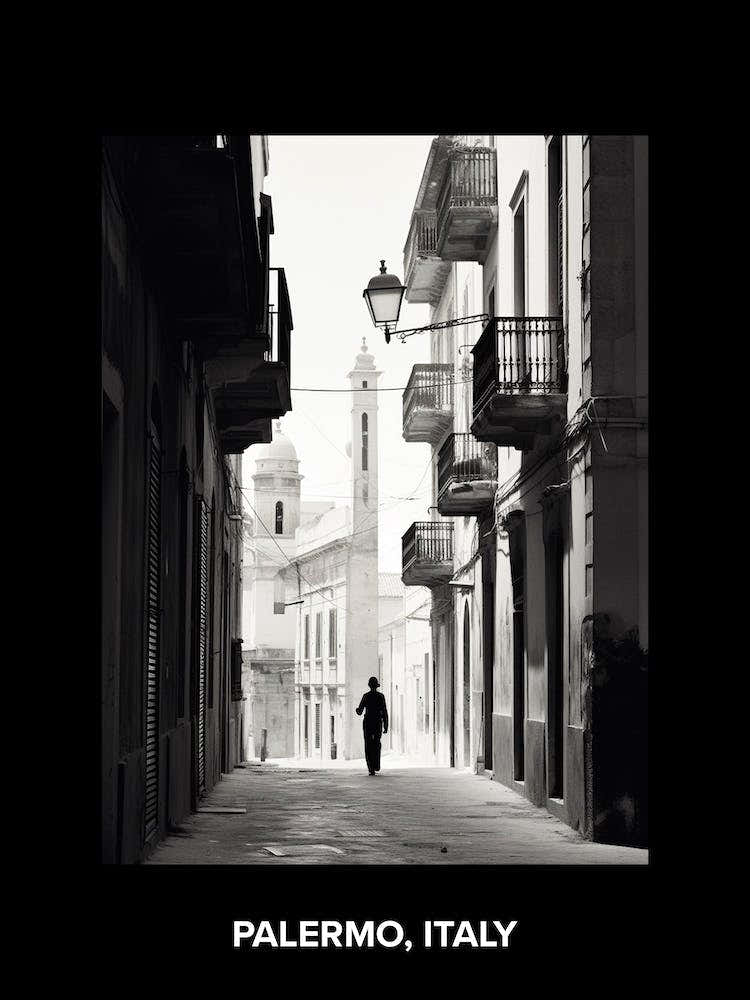 Poster Of Palermo, Italy, Mediterranean Black And White Photography Analogue 2