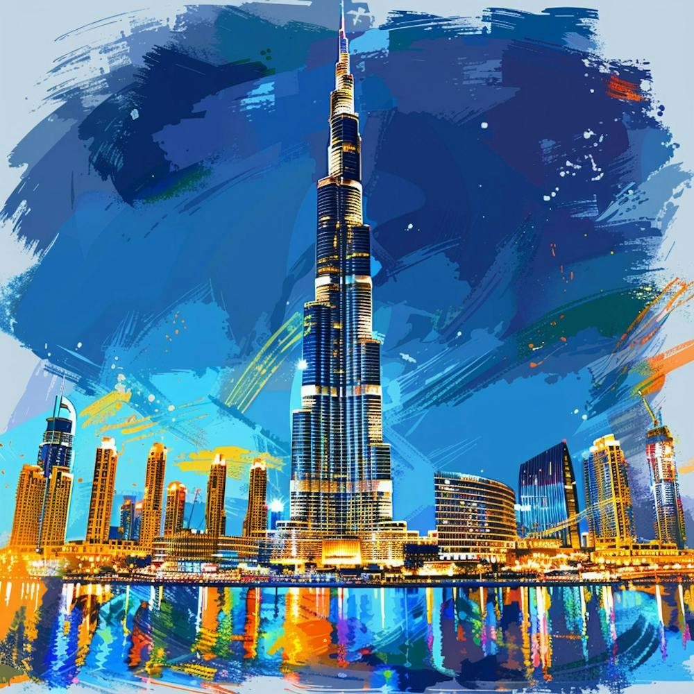 Burj Khalifa Oil Painting 1