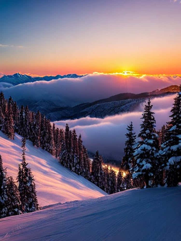 Appi Kogen, Japan Sunrise Skiing Poster