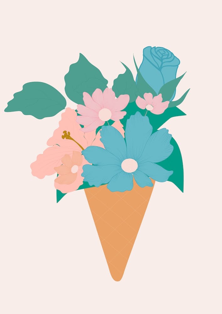 Blue And Pink Ice Cream Flower