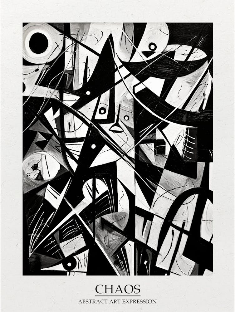 Chaos Abstract Black And White 2 Poster