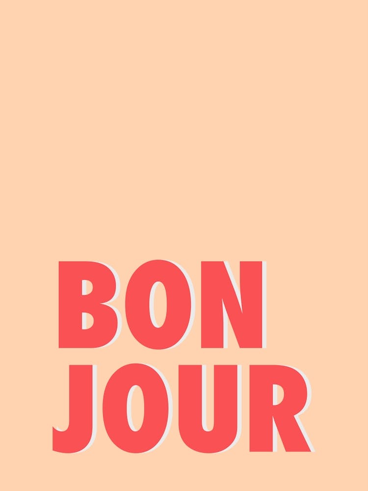Bonjour - Peach & Red Typography
