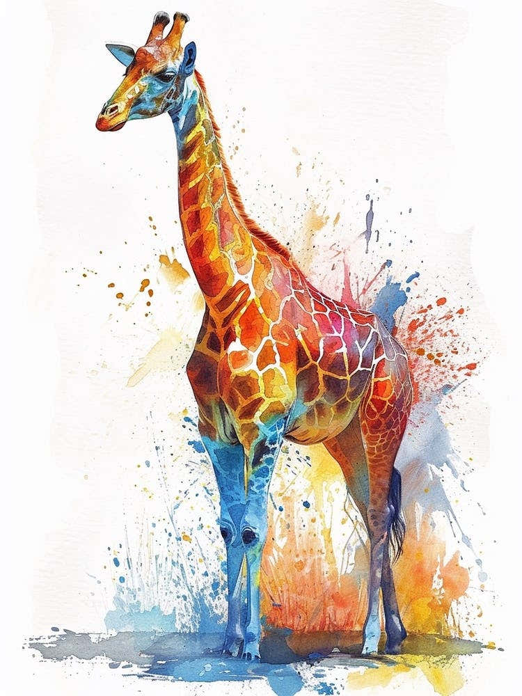 Watercolour Giraffe Splash