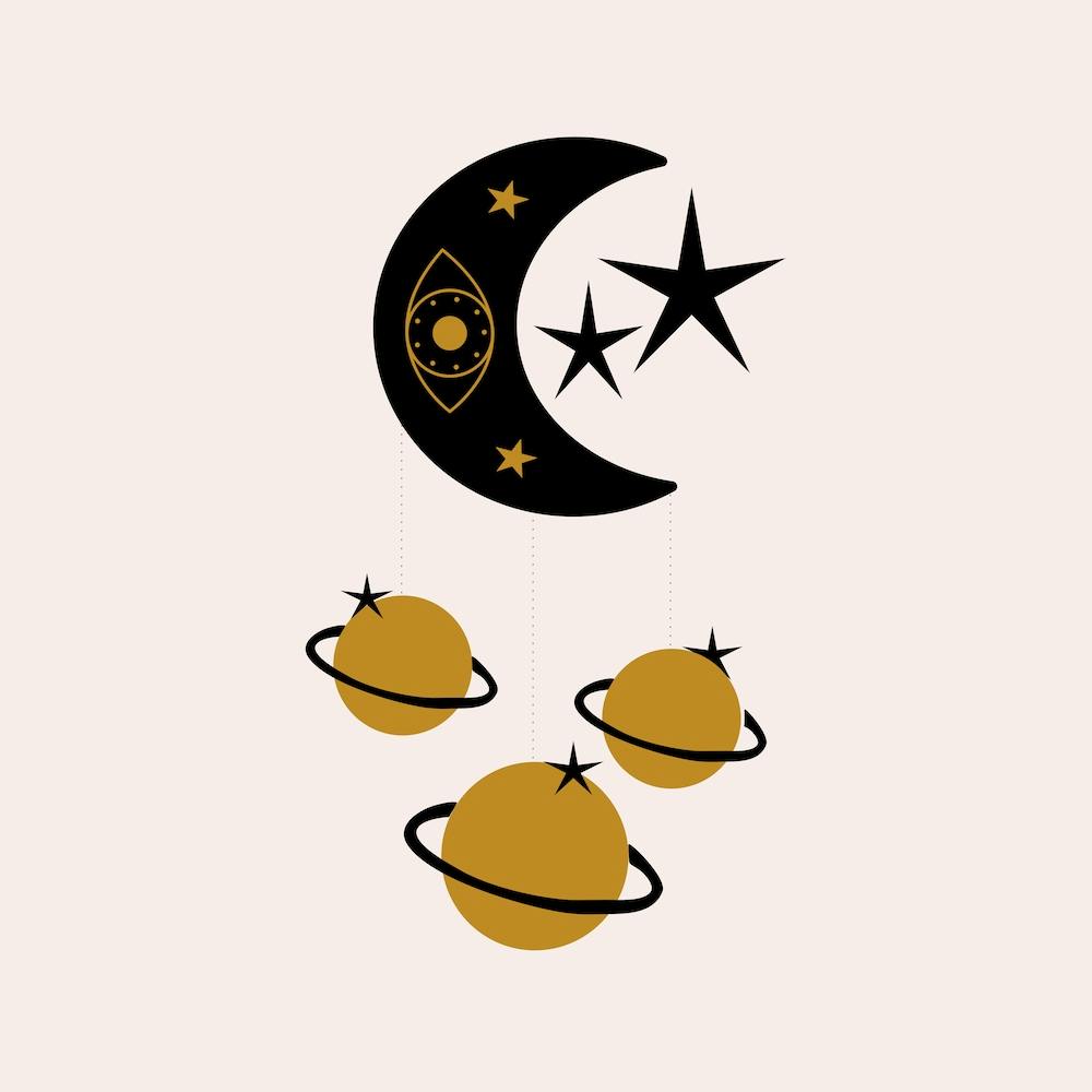 Moon Stars And Planets Square