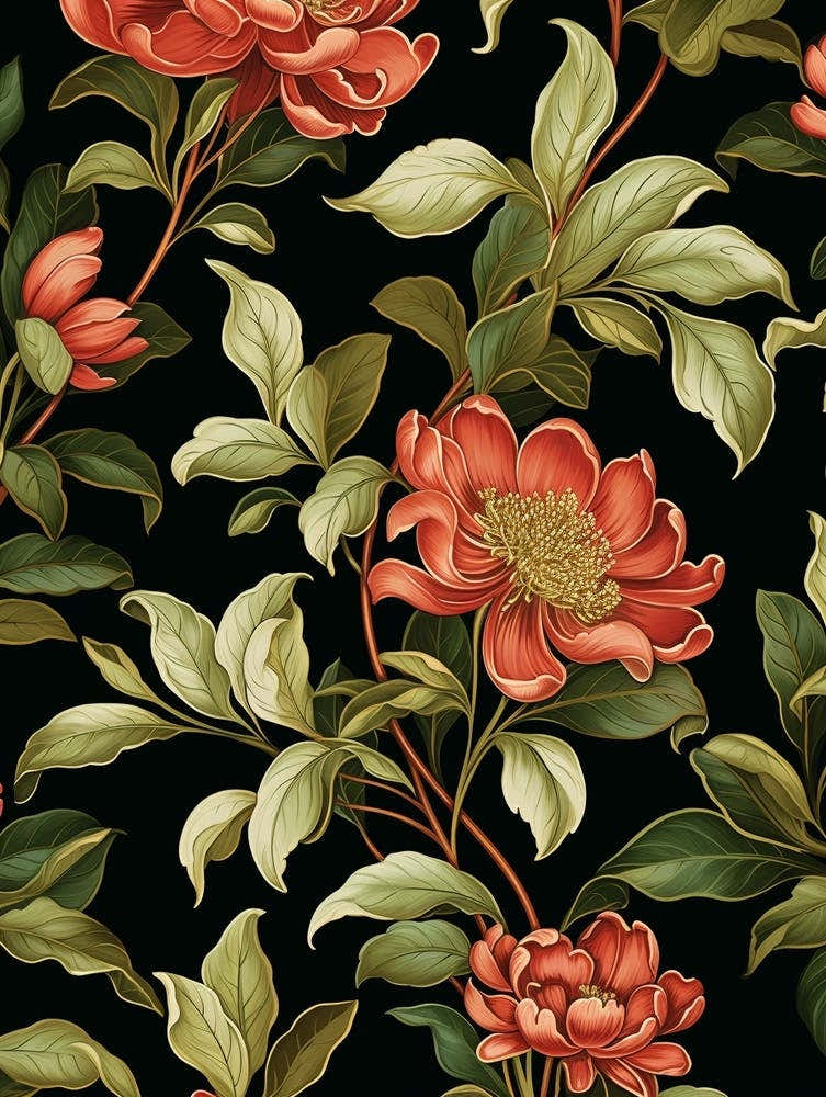 Daphne 1 William Morris Style Winter Florals