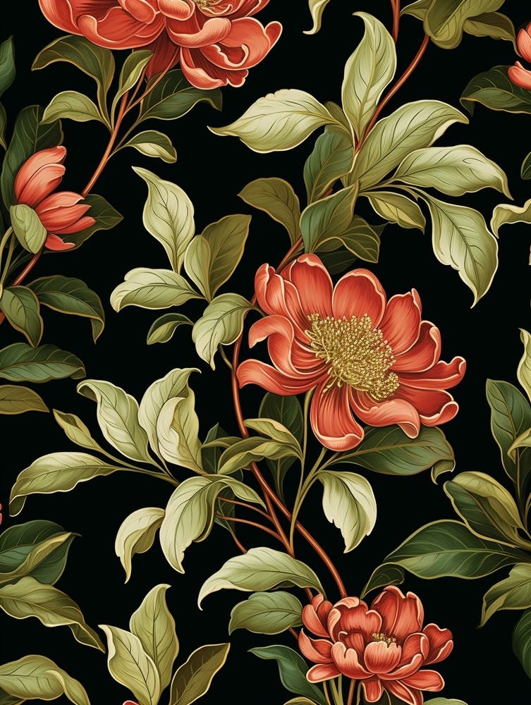Daphne 1 William Morris Style Winter Florals