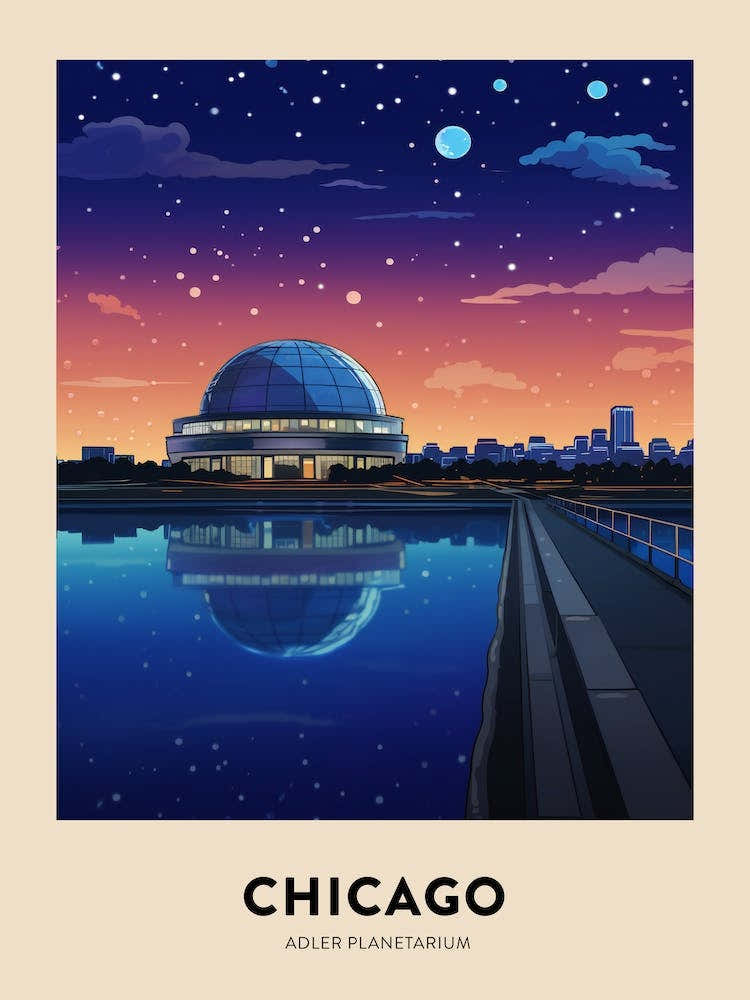 Adler Planetarium 3 Chicago Travel Poster