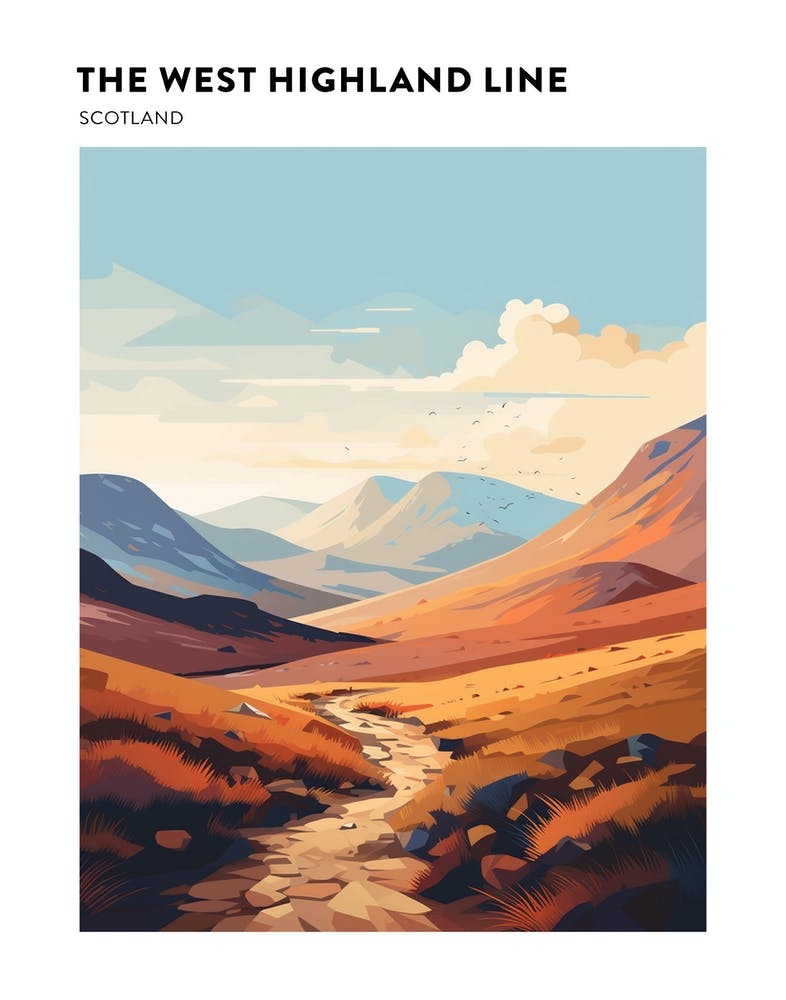 The West Highland Line Scotland 6 Hiking Trail Landscape Poster
