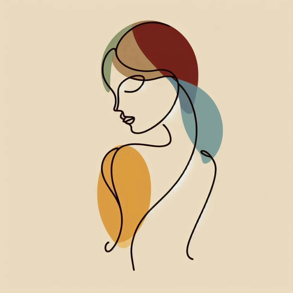 Woman'S Face Line Art