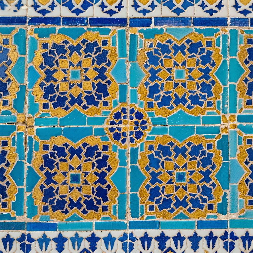 Blue And Gold Mosaic Tile
