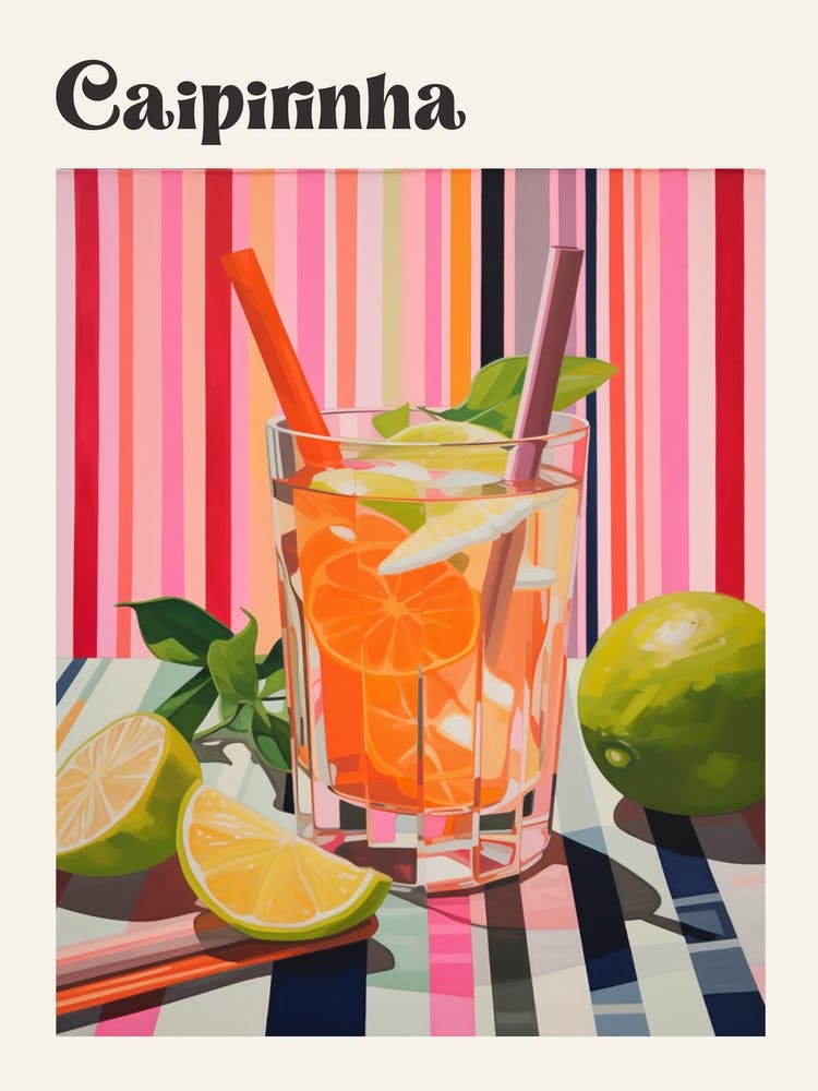 Caipirinha 3 Retro Cocktail Poster