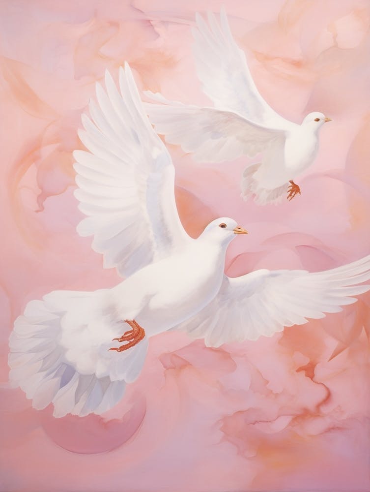 Pink Ethereal Bird Painting Dove 1