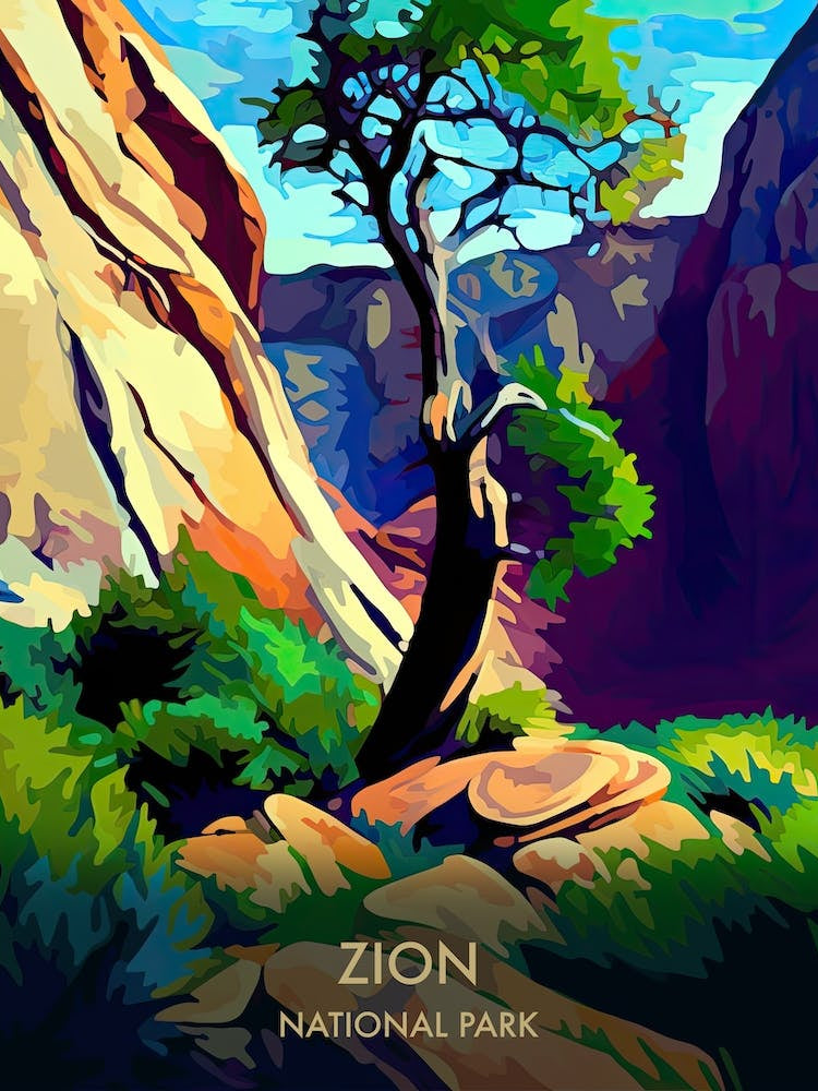 Zion National Park Travel Poster Matisse Style 2