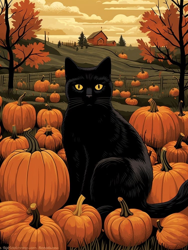 Cat With Pumpkins 8