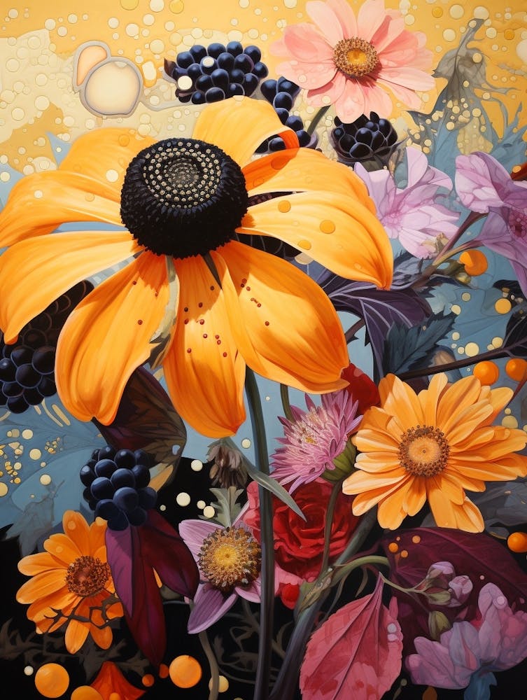 Surreal Florals Black Eyed Susan 4 Flower Painting