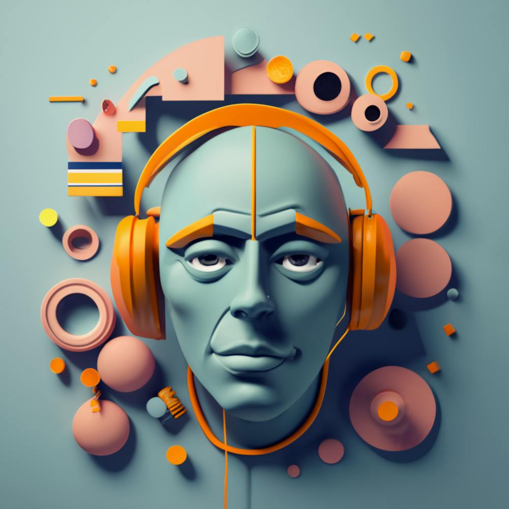 3d Illustration Of A Head With Headphones 4