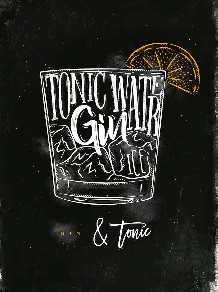 Gin and Tonic Chalk Cocktail